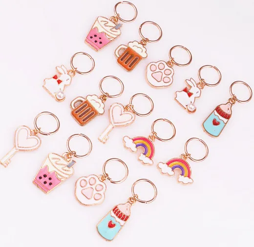 5 шт./лот эмалированная Радужная бутылочка с молоком подвеска принтом в виде