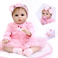 realistic 55cm 22inch reborn baby doll cute girl handmade soft silicone simulation mold face skin toy childrens gift