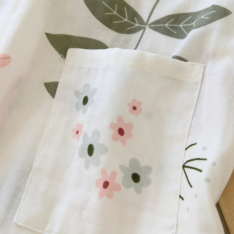 2023 new Japanese kimono suit pajamas spring and summer ladies cotton three-quarter sleeves big flowers home clothes thin loose