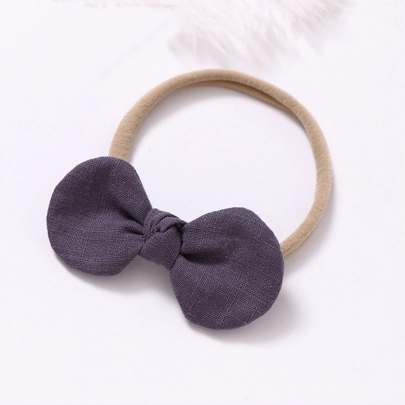 4 шт./лот высокое качество ручная работа одноцветная нейлоновая повязка на голову с бантом для милых