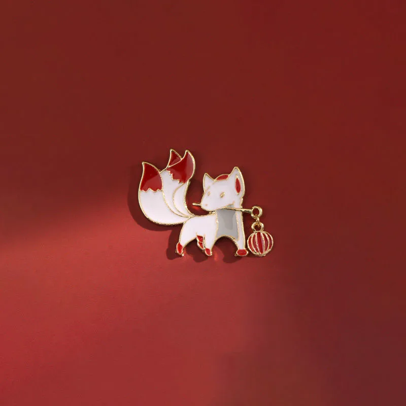 

Couple Gift Fox Brooch Cartoon Cute Student Badge Dress Pin Men And Women Collar Pin Backpack Ornament