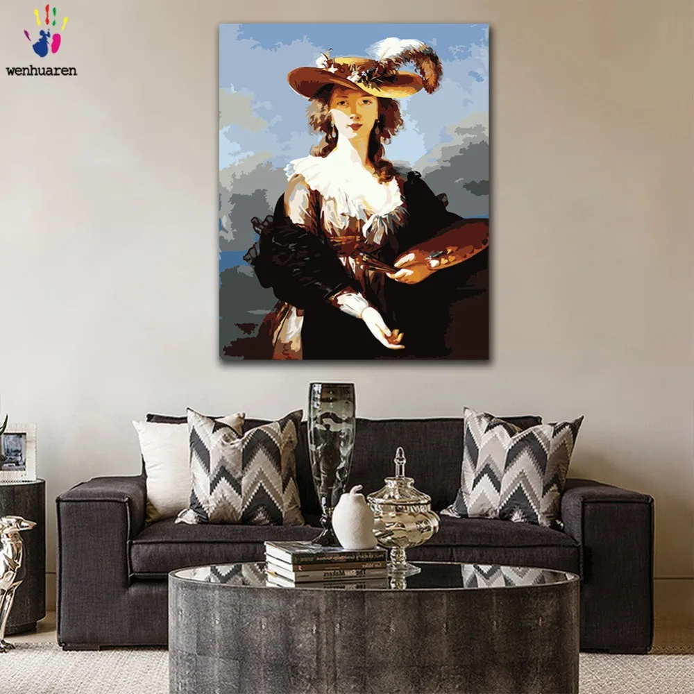 DIY картинки для раскраски по номерам с цветами Девушка картина маслом Картина