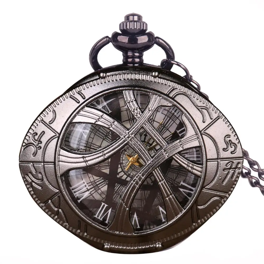 Старинные Бронзовые глаз Agamotto круглый чехол Форма кварцевые карманные часы