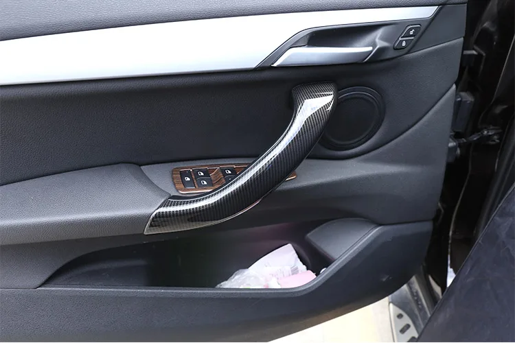 

4pcs Carbon fiber Color Car Interior Door Handle Decoration Cover Trim Car Modification For BMW X1 F48 2016-2018 & X2 F47 2018