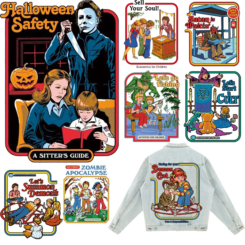 

Dark Humor Children Patches Satan Thermal Stickers on Clothes Iron-on Transfers for Clothing Thermoadhesive Patch Diy Applique
