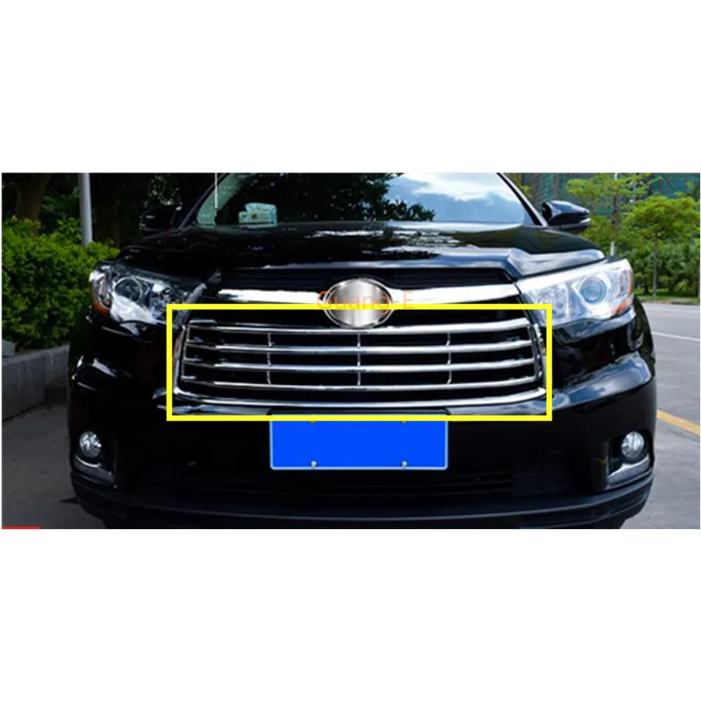 Для Toyota Highlander кузова Стайлинг крышка защиты детектора ABS хромированной отделкой спереди up Grid гриль решетка вокруг 1 шт
