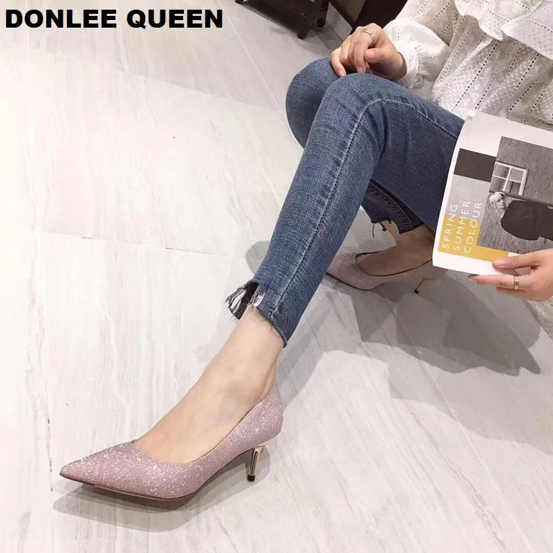 Модные туфли на тонком каблуке женские туфли-лодочки женская офисная обувь