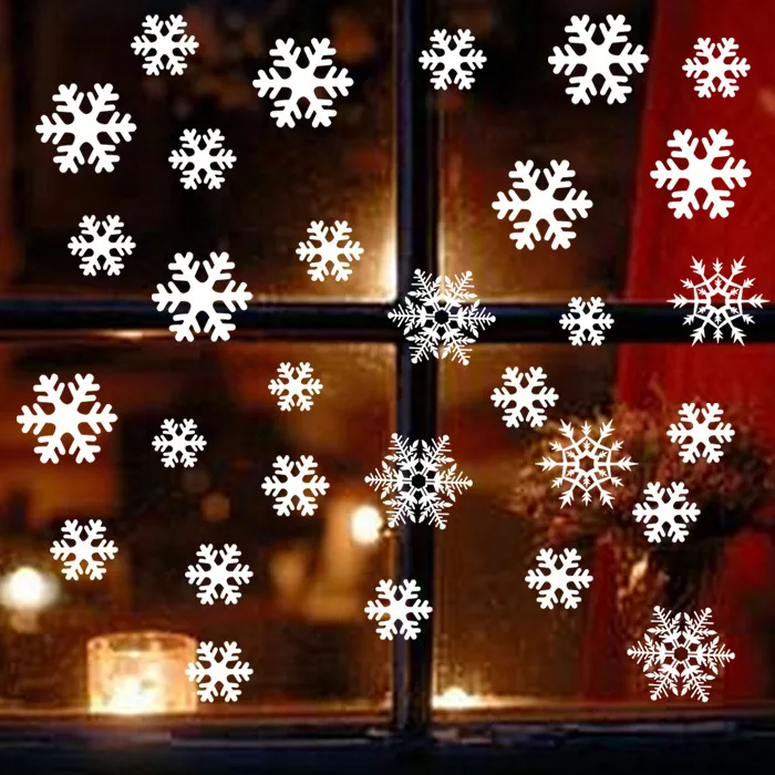 

Christmas Decoration Snowflake Wall Stickers for Door Window Removable Santa Claus Wallpaper Showcase Glass PVC Posters Decals