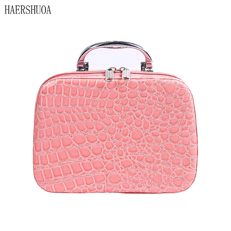 Большая вместительная портативная косметичка с зеркалом женская коробка для