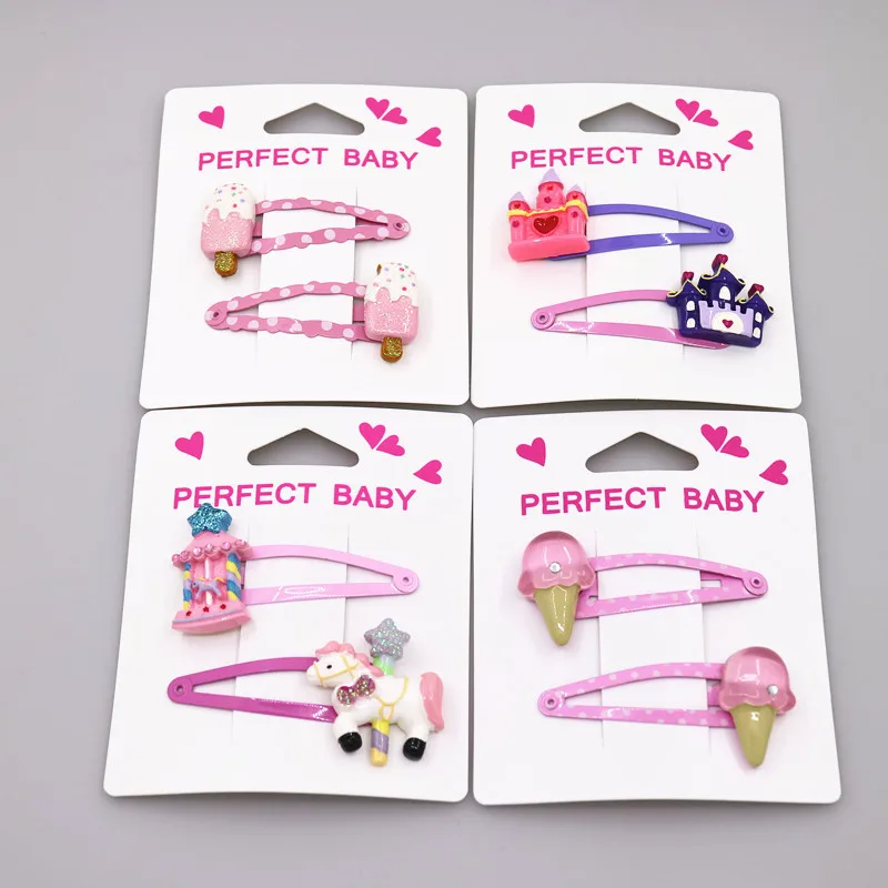 2PCS Cute New Carousel Castle Princess Hairpins Girls Hair Accessories Children Headwear Baby BB Clips Headdress | Аксессуары для