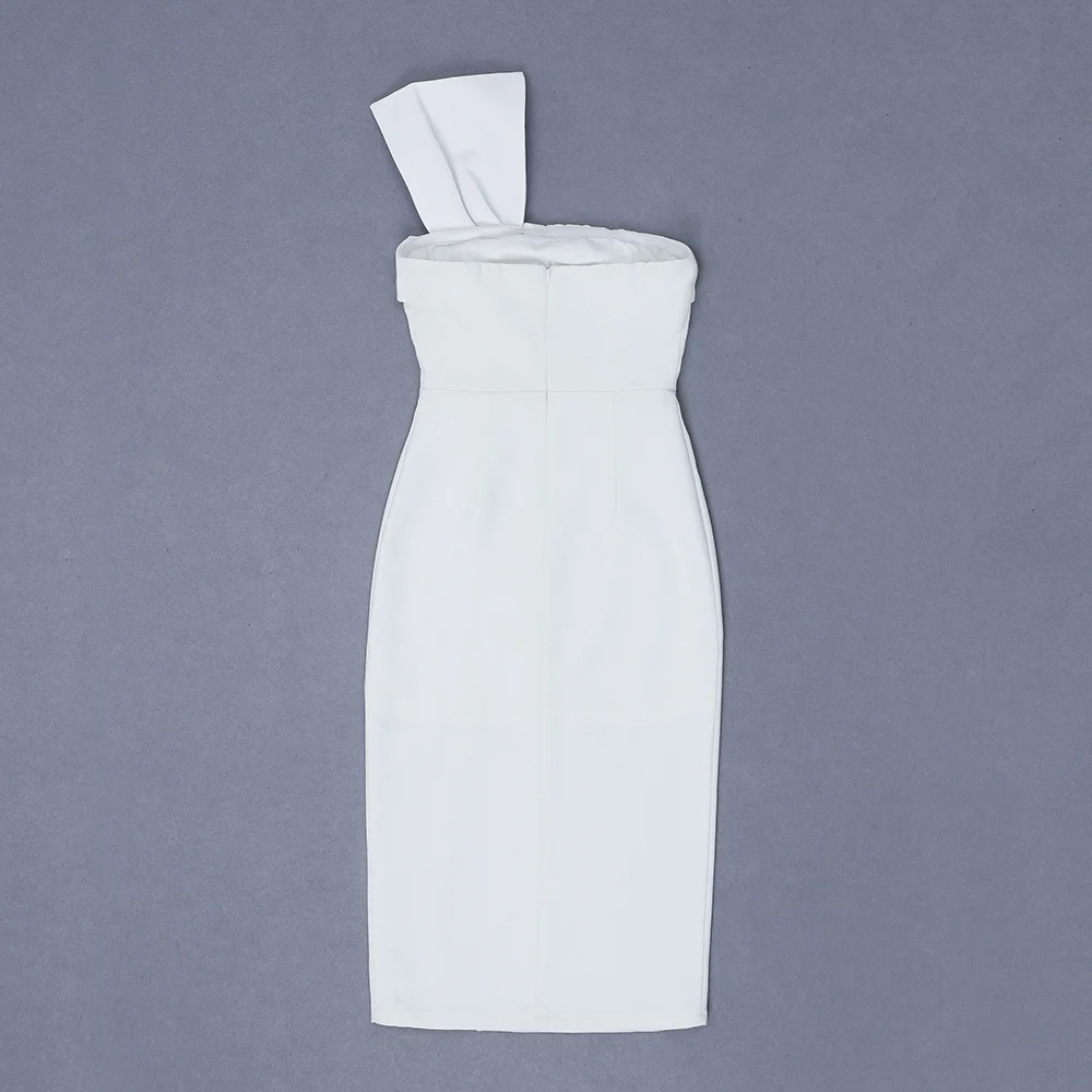 Ocstrade Белый без бретелек рукавов Над коленом бантом Bodycon платье HB6170-White