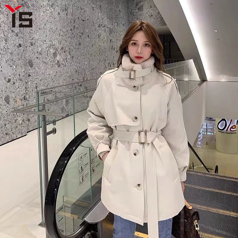 

Женская одежда с бархатным узором, Женская ветровка средней длины на зиму 2022, Женское пальто с меховым воротником на талии