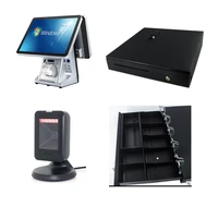 all in one pos system 58mm thermal printer cash register cashier drawer 2d barcode scanner aio receipt machine