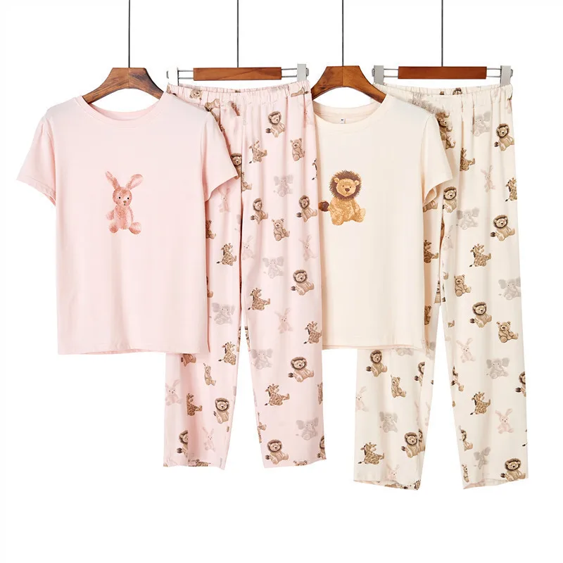 

Japanese Room Wear Women's Home Clothes Summer Pajamas Cartoon Print Sleepwear Trouser Suits Pijama Pyjama Pour Femme