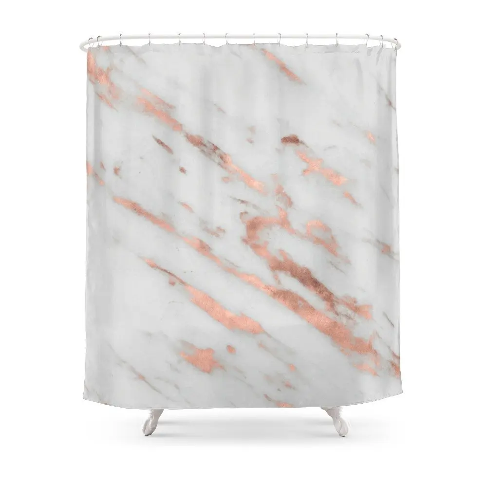 Занавеска для душа с рисунком из белой и золотой фольги | Дом сад