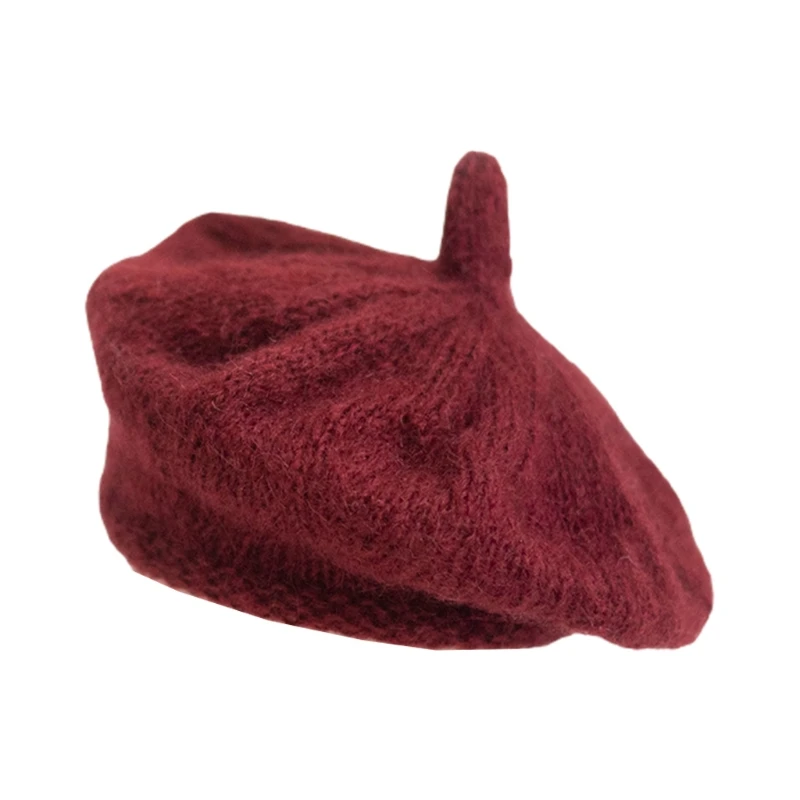 

Newborn Photography Props Hand-woven Soft Mohair Beret Cap Solid Color Baby Hat