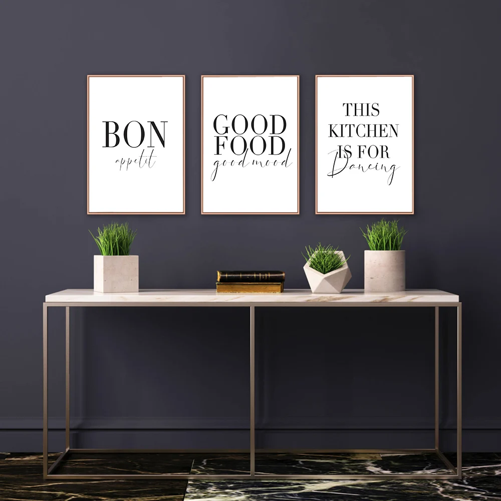 

No Frame Modern Canvas Picture Painting Good Food Kitchen Home Decor Wall Poster White And Black For Abstract Minimalist Art