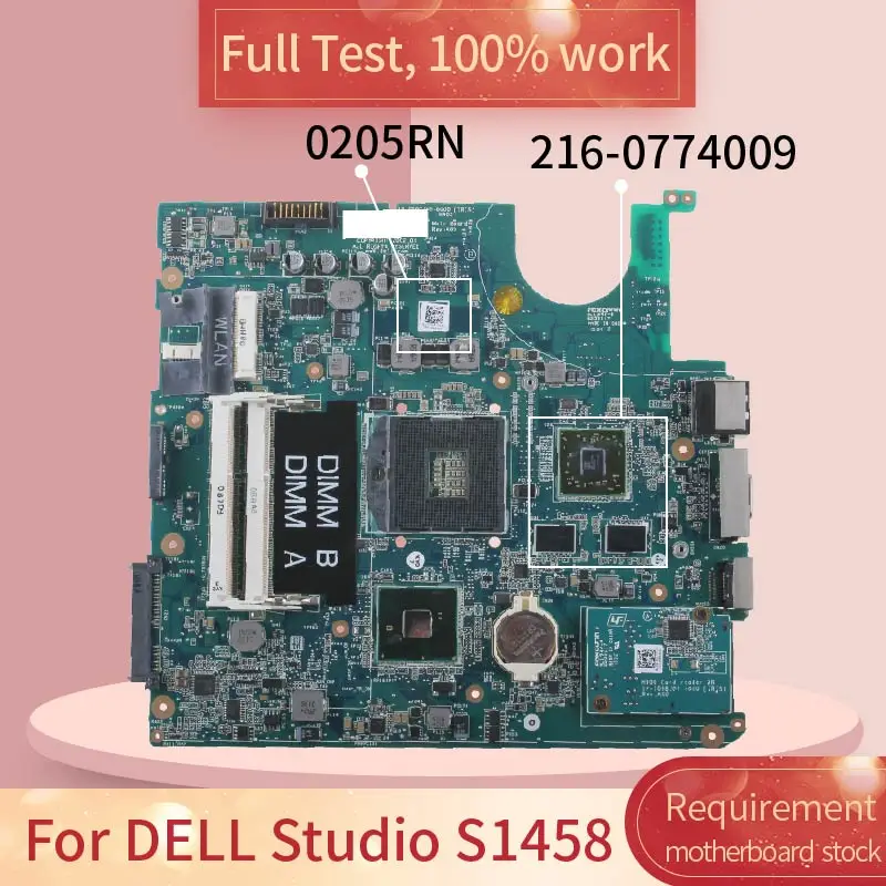 

Материнская плата для ноутбука DELL Studio 1458 S1458, материнская плата для ноутбука 0205RN 205RN 1P-009CJ00-8000 216-0774009 HM55