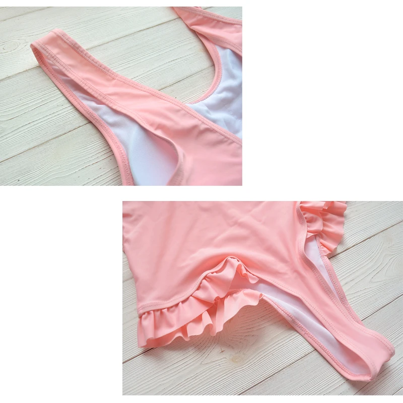 

2021Summer Commuting Series Lady Bikini Suit Summer Beach Women's Pink High Waist Without Steel buckle Conjoined Bikini Swimwear