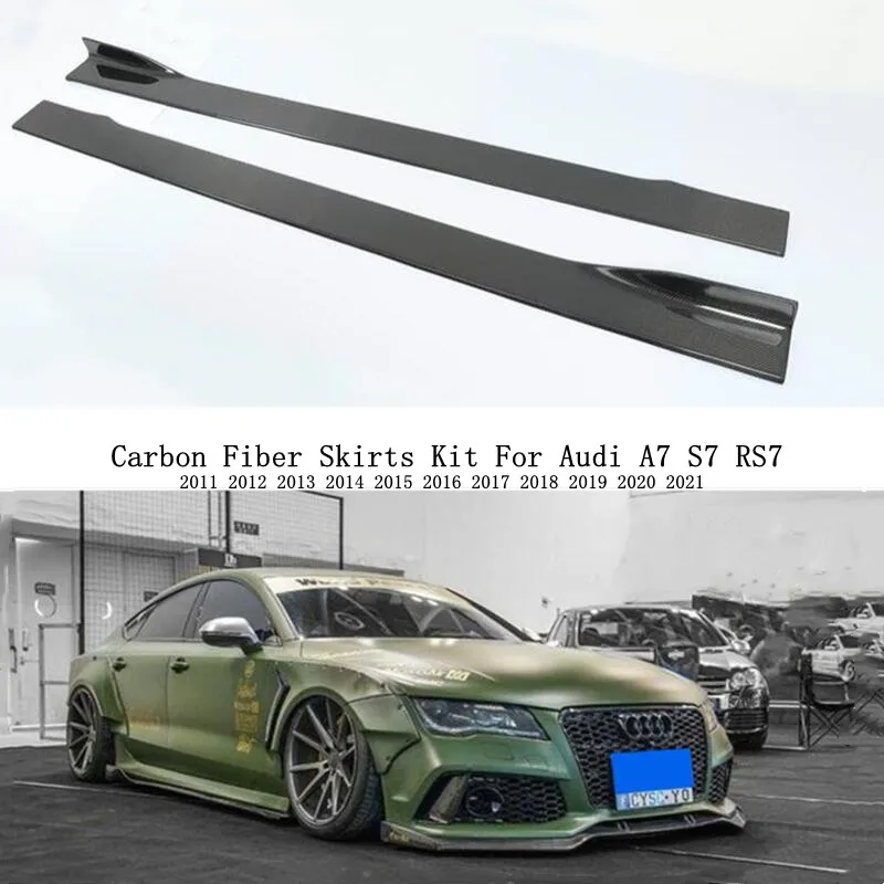 

Carbon Fiber Side Body Skirts Kit Lip Splitters Trim Cover Spoiler For Audi A7 S7 RS7 2011-2021 Car Accessories