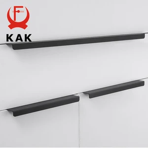 KAK модные черные скрытые ручки для шкафа из алюминиевого сплава, ручки для кухонного шкафа ручки для выдвижных ящиков, мебельная дверная фурнитура