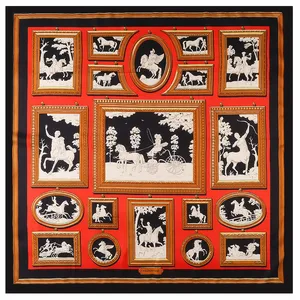 Женский саржевый шелковый шарф POBING, большие квадратные шарфы с принтом коляски, хиджаб, шелковые шарфы 100% см