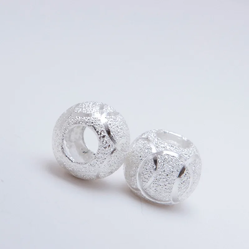 2 шт настоящий чистый твердый 925 пробы серебряный круглый шар кулон разделитель