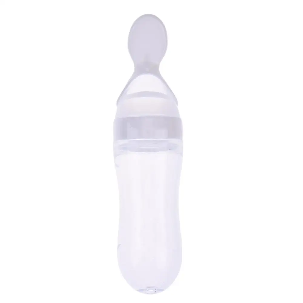 Cuchara exprimidora de entrenamiento para beb&eacute;, botella de alimentaci&oacute;n de silicona, suplemento de cereales infantil, 90ml-4