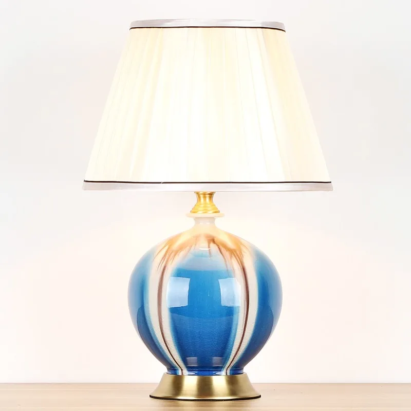 American Style Chinese Ceramic Table Lamp for Bedroom Living Room Study Bedside Soft Modern Simple | Лампы и освещение