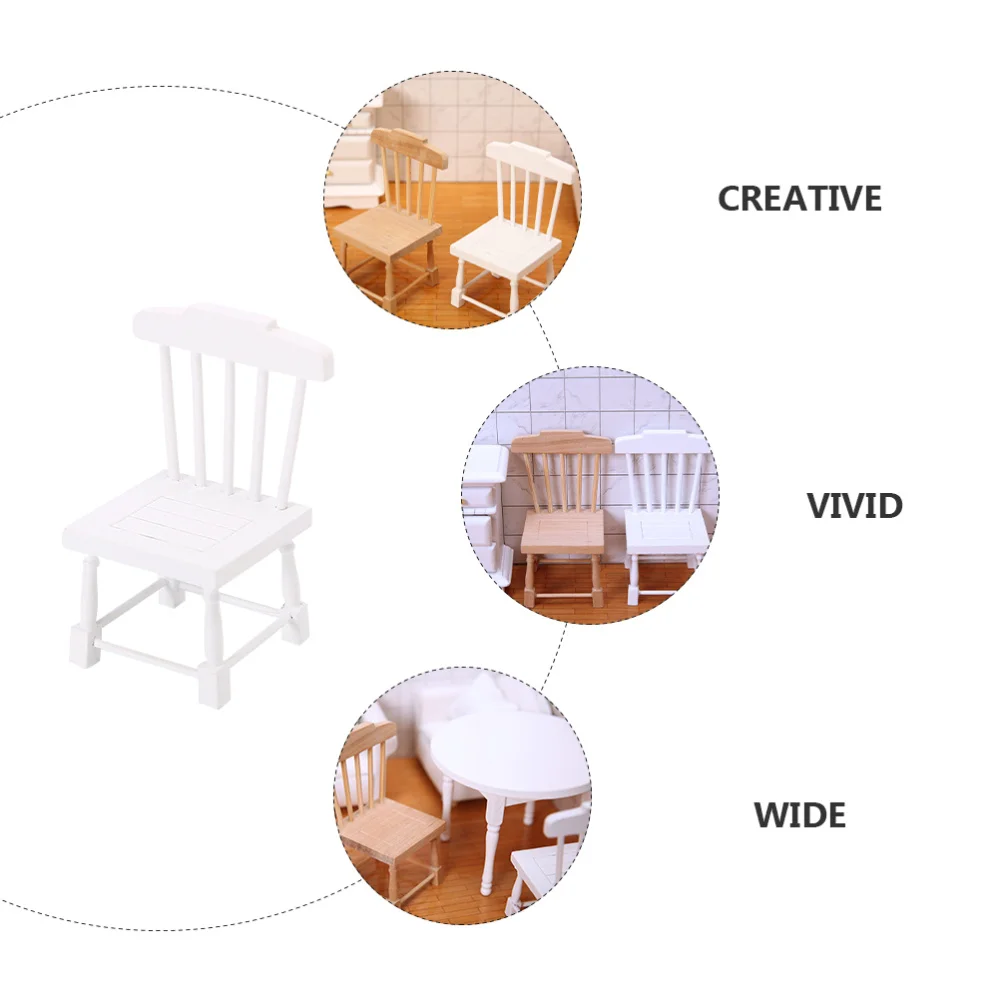 

Doll House Wooden Chair 1:12 Scale Model Chair Decoration