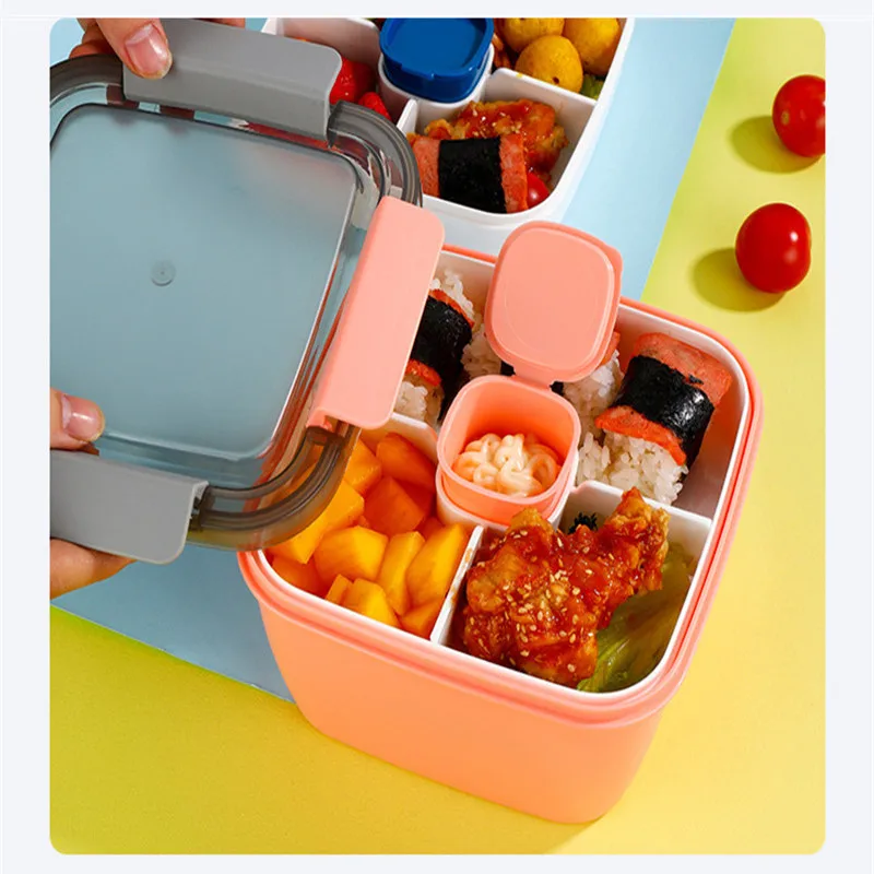 Портативный Ланч-бокс с пластиковым отделением вместительный Стандартный