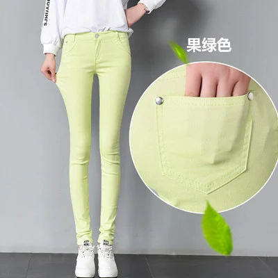 Fruit green Женские s 20 цветные обтягивающие джинсы размера плюс, уличная мода, сексуальные джинсовые брюки с низкой талией, женские синие узкие джинсы - Цвет: Fruit green