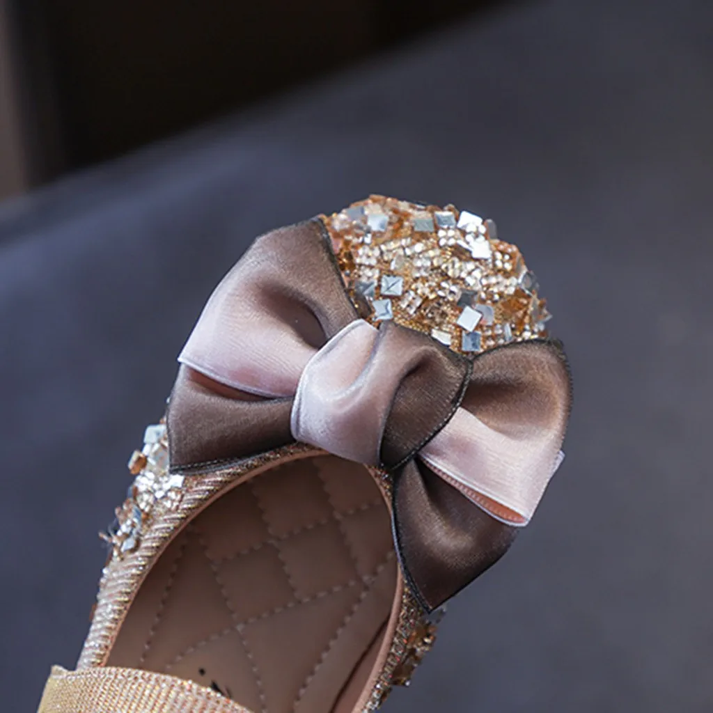 Children Kids Sandals Baby Girls Shoes Bowknot Sequins Crystal Bling Single Princess Dance Casual Детская Обувь Melissa | одежда и