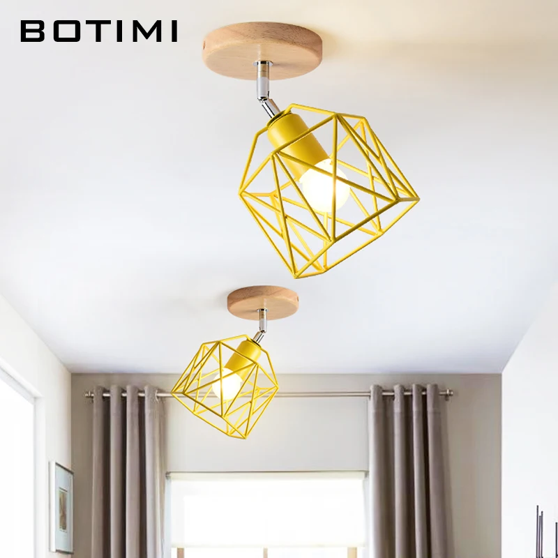 BOTIMI современные светодиодные потолочные лампы с металлическим абажуром для