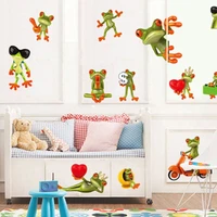 cartoon funny frog wall stickers for car toilet refrigerator boys bedroom home decoration diy hole wall mural pvc decals