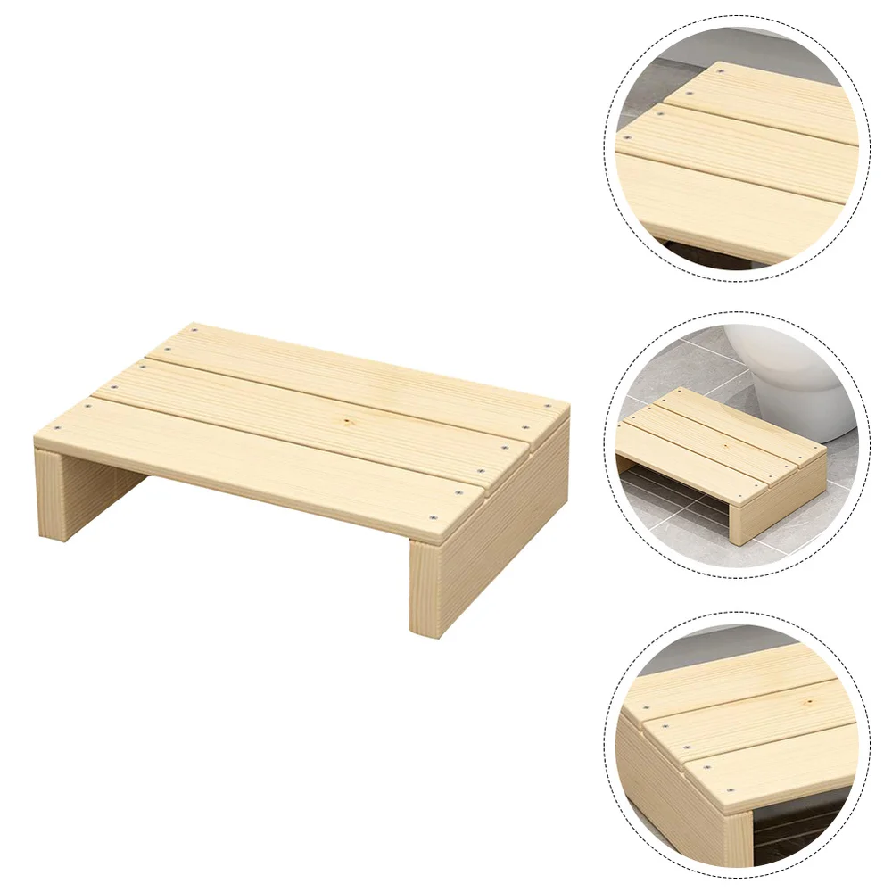 

1Pc Children Wooden Stool Bathroom Footstool Non-slip Kitchen High Base Plate