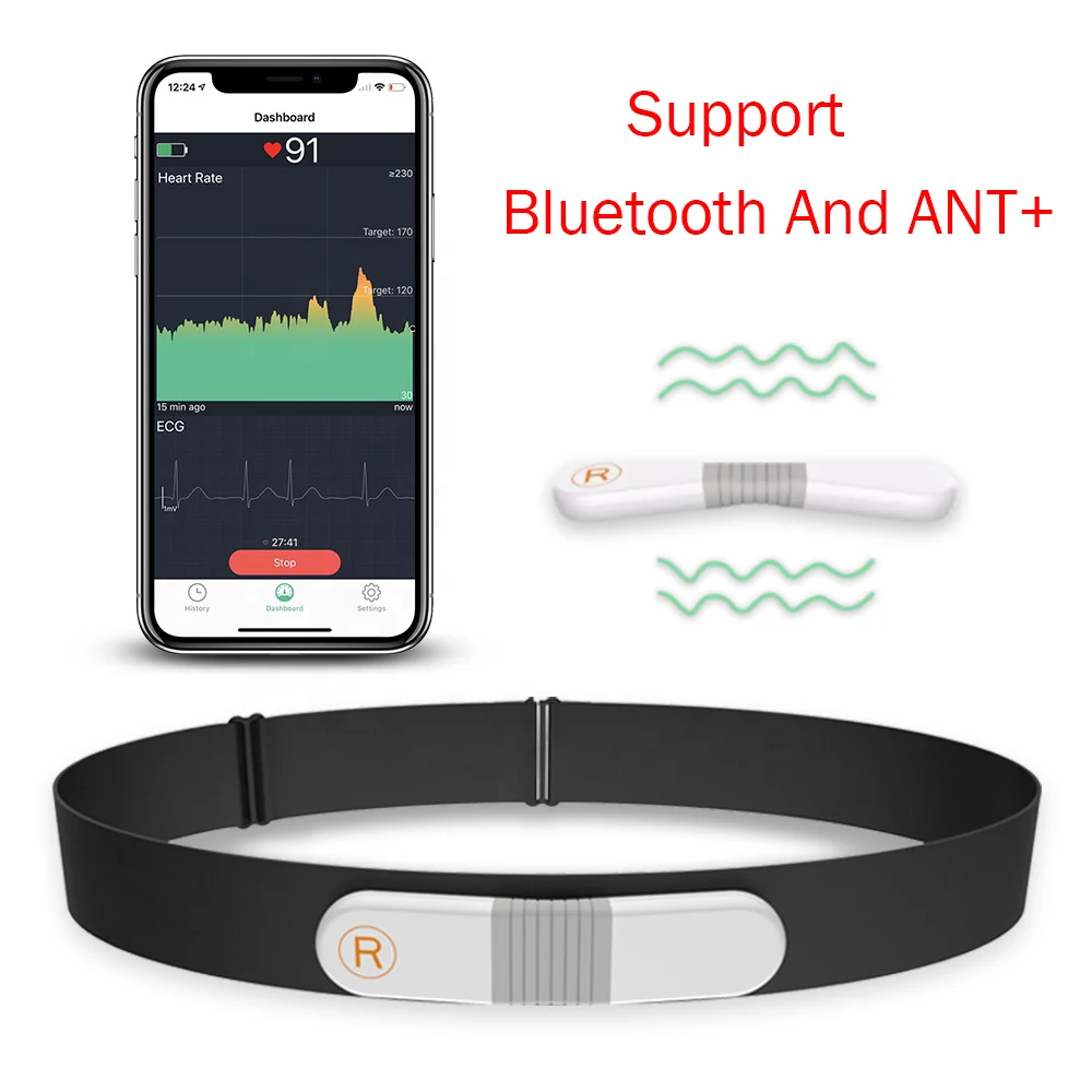 

ANT+ Bluetooth Strap-Free Heart Rate Monitor Wearable Wireless ECG Machine Vibration Alarm Wireless Heart Monitoring For Sport