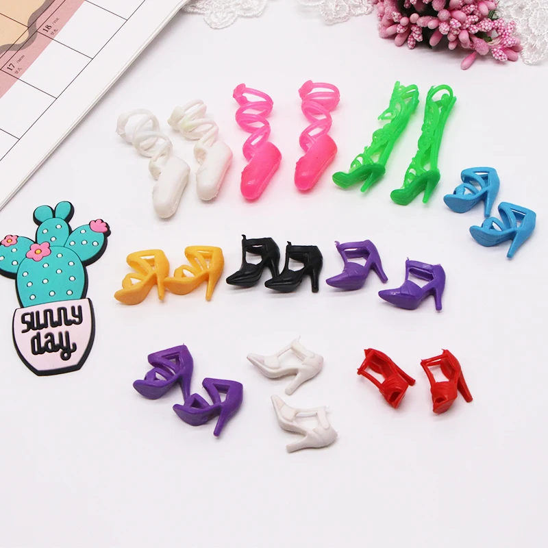 

10 Pairs Original Princess Doll Shoes for 1/6 Dolls Fashion Girl Doll High-heels Casual Shoes Dolls Accessories Children's Toys