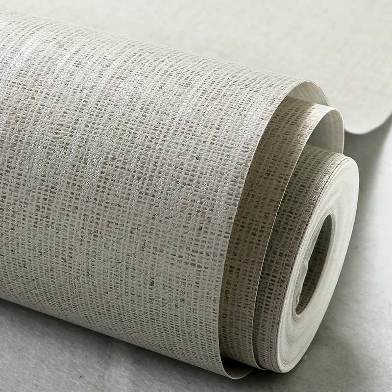 Текстурные обои Grasscloth простые льняные эффекты металлик коричневый серый