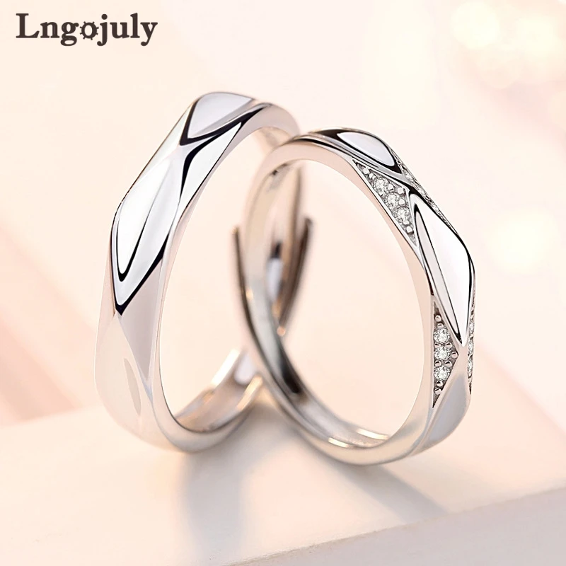 

Модные кольца для пар 100% реальные 925 пробы серебряные кольца с цирконием, обручальные кольца, ювелирные изделия аксессуары подарок на День с...