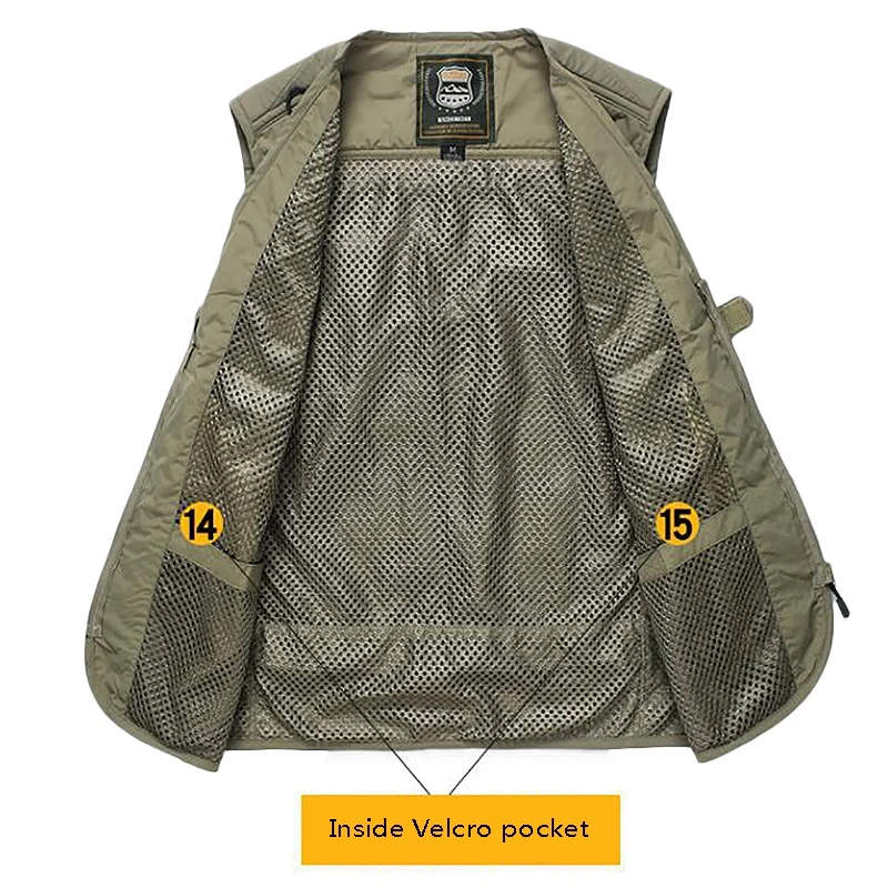 Мужская многофункциональная быстросохнущая рыболовная жилетка сетчатая