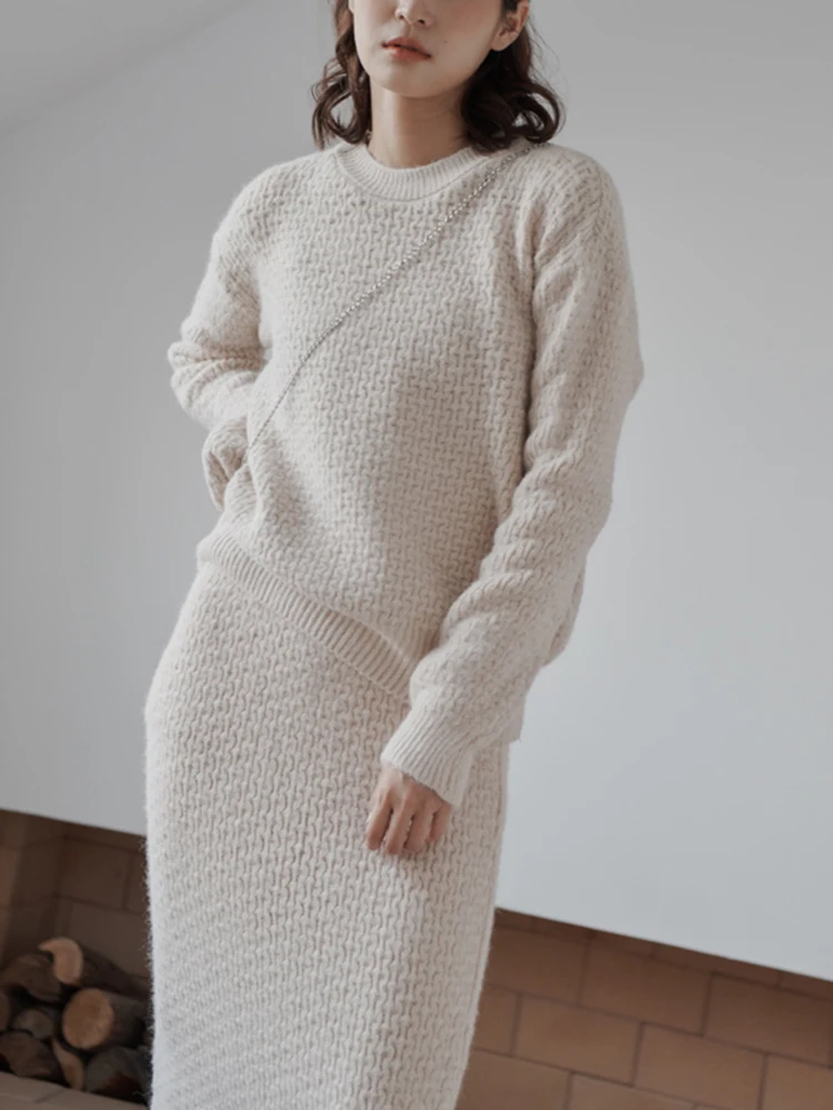 Женский вязаный комплект из 2 предметов костюм с юбкой модный элегантный женский