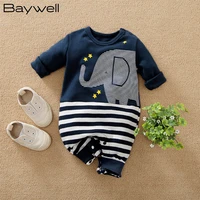 baywell baby boys girls clothes cartoon elephant long sleeved one piece jumpsuit newborn cotton romper infant outdoor clothing