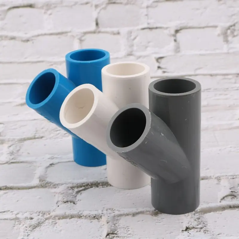 1pc PVC 45 degree Tee joint Water Supply Pipe Fittings 20/25/32/40mm White Blue Gray Plumbing | Дом и сад