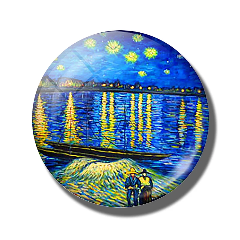 PACK OF 1 Монет водяная Лилия пруд искусство 30 мм круглый магнит для холодильника Ван Гога стекло кабошон холодильник наклейка французский Импрессионизм домашний декор - Цвет: PACK OF 1
