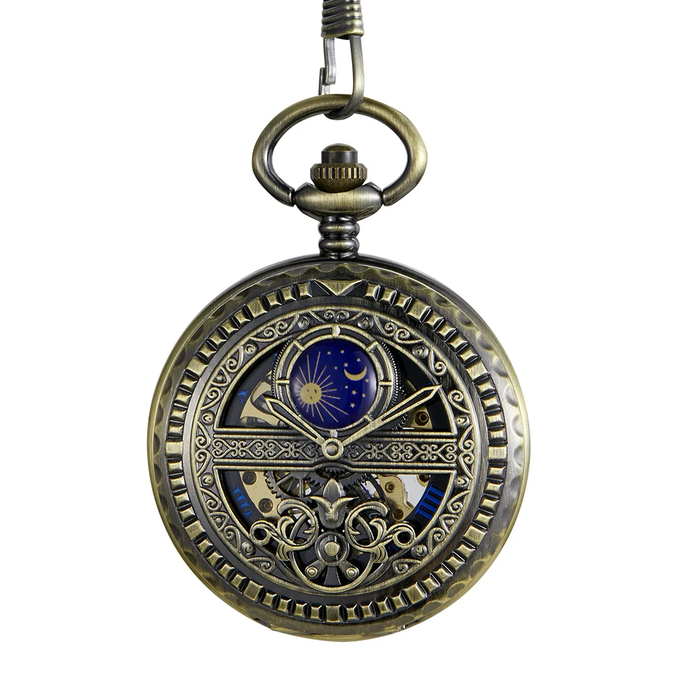 Antique Retro Mechanical Pocket Watch Men Arabic Numerals Dial Women Chain Pendant Hand Winding Luxurious Exquisite Clock Gifts