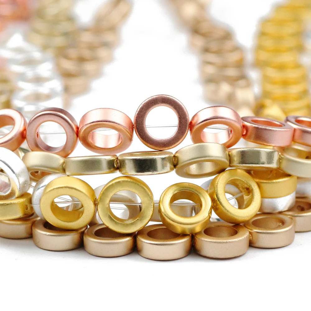 JHNBY матовые золотые Серебрянные круглые гематитовые бусины из натурального