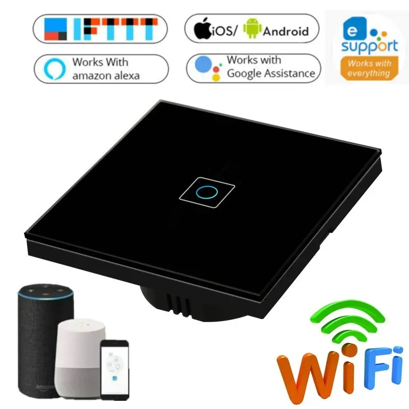 Сенсорный выключатель 220 В Wi Fi светильник 1/2/3 gang сенсорный белый/черный/золотой