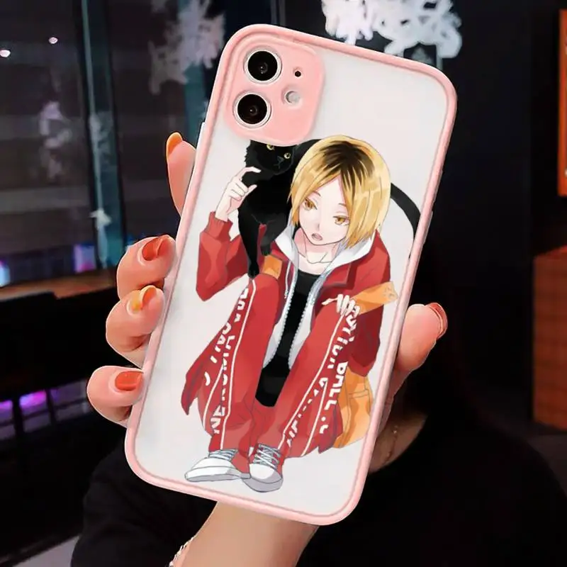 

Kenma Kozume Haikyuu!! Phone Case Pink matte transparent For iPhone 7 8 x xs xr 11 12 pro plus max mini Clear Funda
