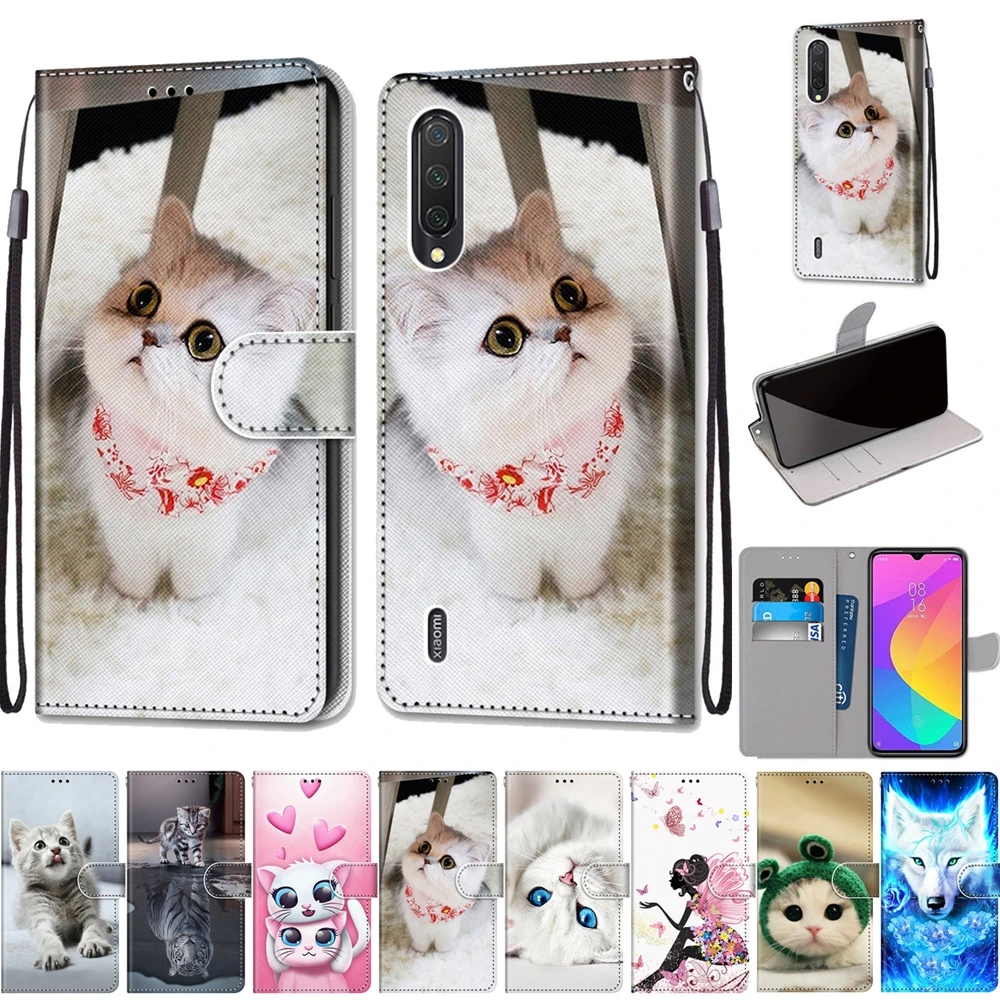 Чехол для Redmi K20 Pro кожаный чехол книжка с 3D рисунком кошки Xiaomi Mi CC9E 9SE 9 Lite 9T